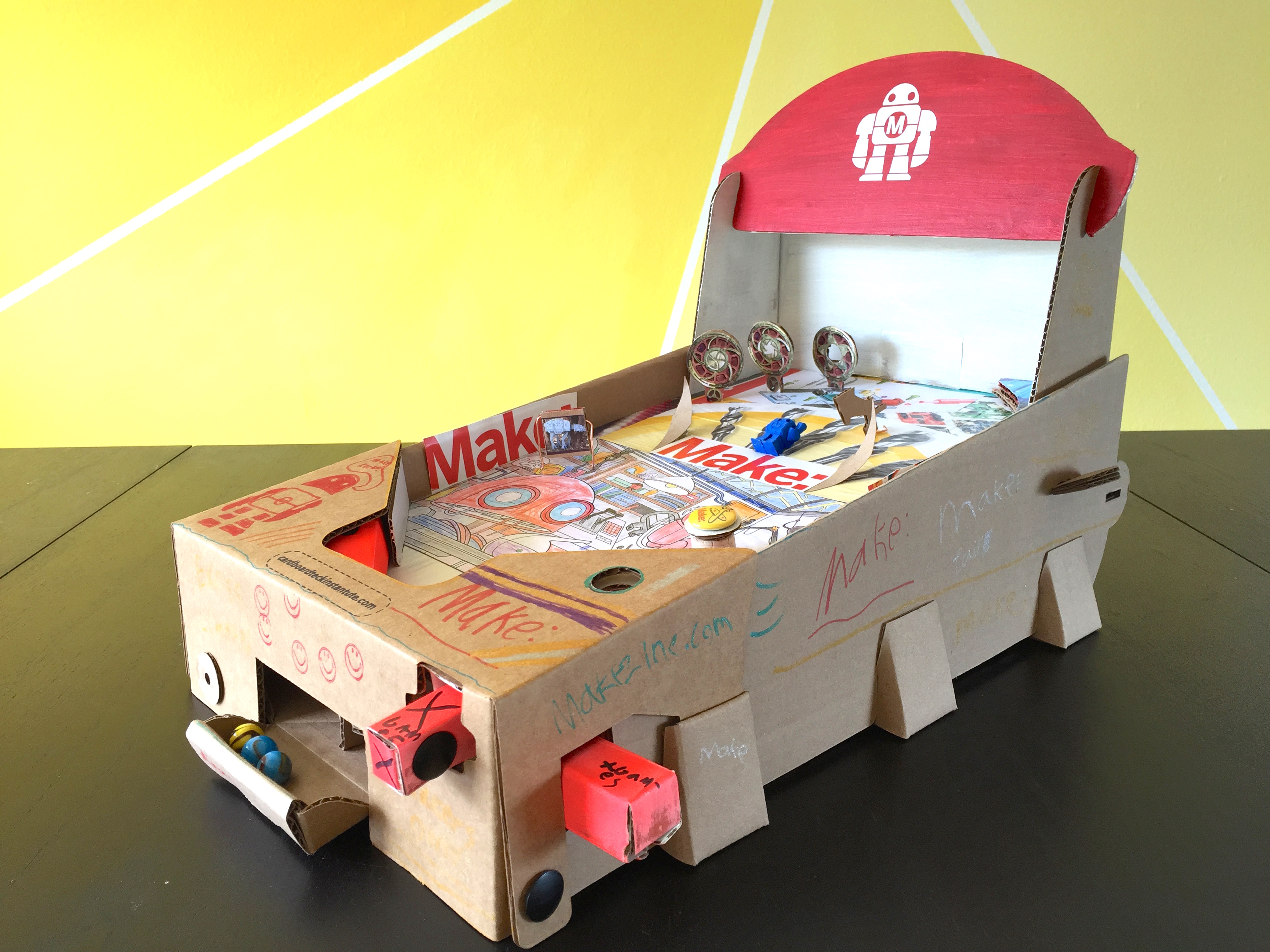 Building the Pinbox 3000 Cardboard Pinball Machine Make: