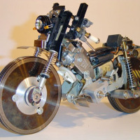 Motorcycle sculpture from recycled parts