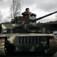 Model Panzer tank is made from a generator