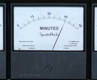 Three-panel analog meter clock