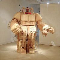 Wood mechatronic sculpture will give you a few splinters