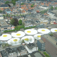 Giant eggs fill city square