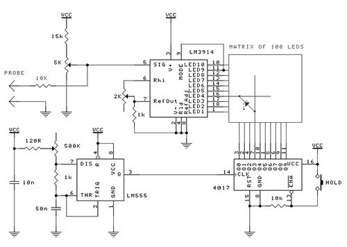 LED O-scope schematic