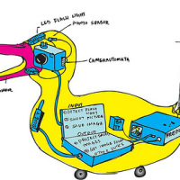 Robotic duck that defecates photos