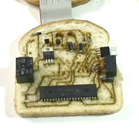 Bread circuit board blinks LEDs until eaten