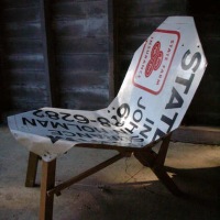 Chair from old metal sign