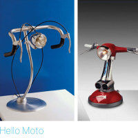 Hello Moto – scooter headlight is a desk lamp