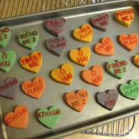 Geeky messaging on shortbread hearts