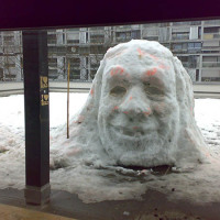 Giant head made from snow