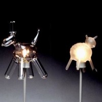 Blown glass light bulb animals