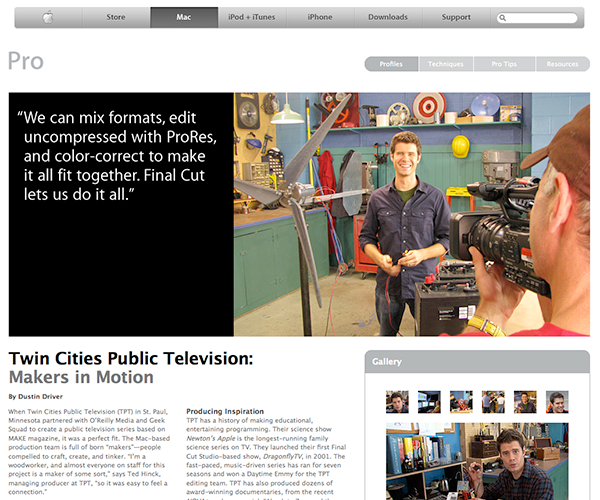 Make: television featured on Apple website