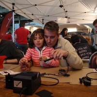 Father/daughter bonding at Maker Faire