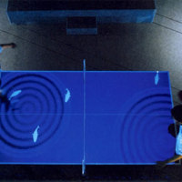 Interactive ping-pong table / virtual aquarium