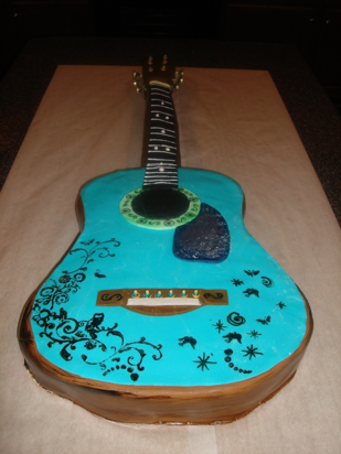 Guitar-shaped birthday cake