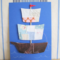 How-To: Make a Fabric Scraps Ship Father’s Day Card