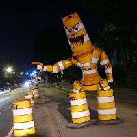 Traffic barrel monster