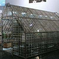 Greenhouse made of glass negatives