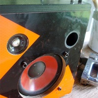 Big orange boombox from surplus & salvage