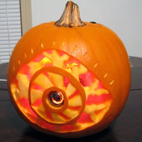 How-To:  “Eye of Sauron” swirly vacuum-tube pumpkin