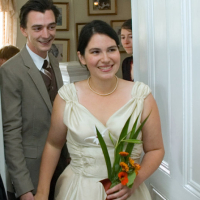 Bride’s Gown Made From Silk Drapes