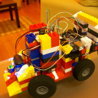 Robot body by Lego, brains by Arduino