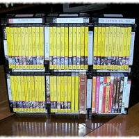 DVD rack built from VHS tapes