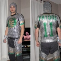 Chainmail armor entirely from beer can tabs!