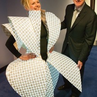OLED dress is stiff, from outer space