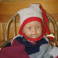 Wool “Won’t Come Off” Baby Helmet from a Sweater Sleeve