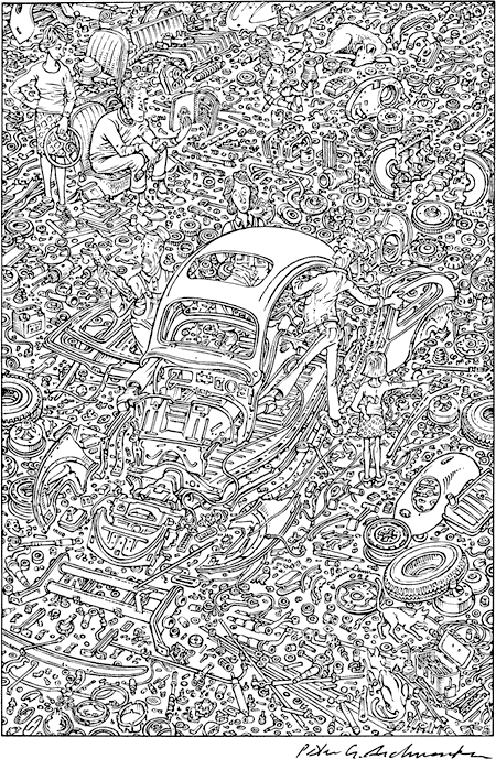 VW Bug exploded view poster