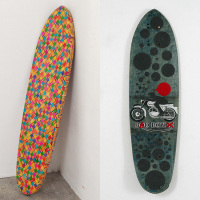 Recycled skateboard art