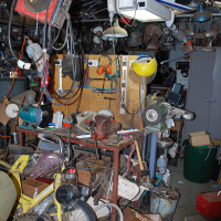 Ian Ross’s workbench and shed