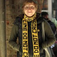 In the Makers Market:  Police tape scarf