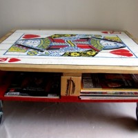 Beautiful hand-painted shipping pallet coffee table