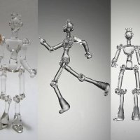 Jointed borosilicate glass robot figurine