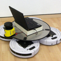 Humanoid with quad-Roomba drive