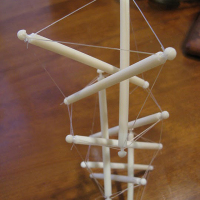 Tensegrity sculpture with 3D-printed beams