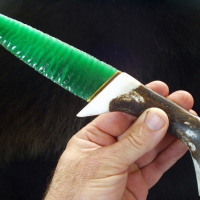 “Primitive” knife knapped from fiber optic glass