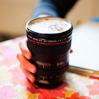 Camera lens coffee cup