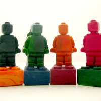 Recycled crayon Lego minifigs and bricks