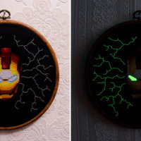 GITD Iron Man cross-stitch