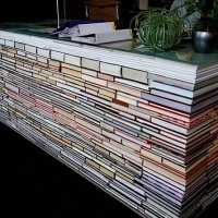 Library desk made from books