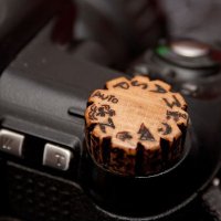 Homemade wooden knob for camera is beautiful