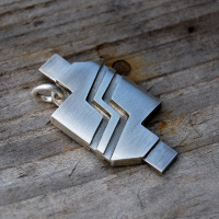 Sterling silver replicator block pendant