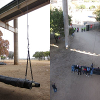 Twelve-person tire swings