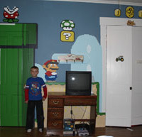 Super Mario retro room mural