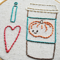 “I Heart Pumpkin Spice Latte” Embroidery Pattern