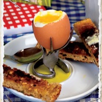 Egg cup made from a bent fork