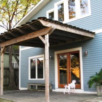 Porch roof made from repurposed vinyl records