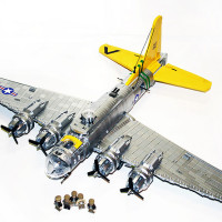 Lego B-17 Flying Fortress in metallic silver bricks